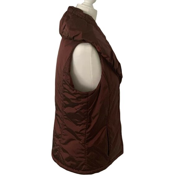 Jones New York Women's Puffer Vest Jacket Medium Burgundy Collared Buttons - Picture 3 of 12
